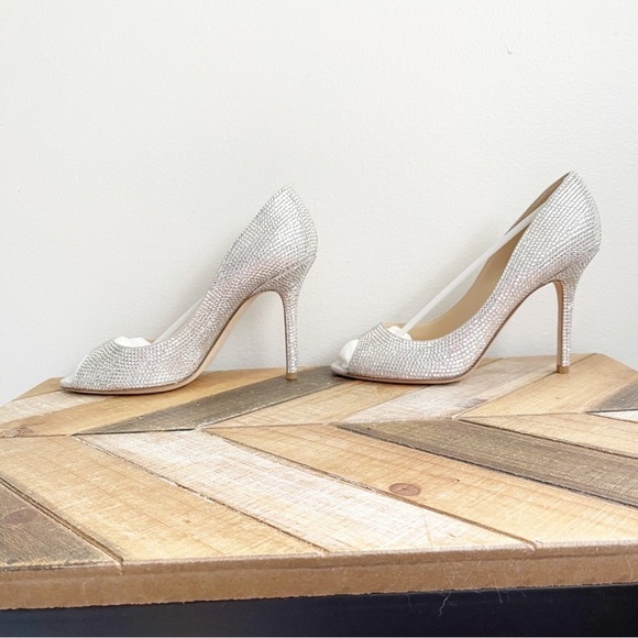 Jimmy Choo Taliah Pave Crystal Peep Toe Heels - Picture 7 of 11